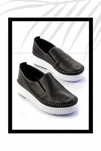 Bambi Black Leather Women's Casual Shoes K01908005803