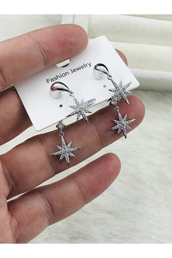 DS DİAMONDSHOP Zircon Stone Dangle Polar Star Earrings - New Season
