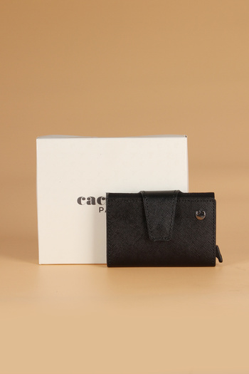 Cacharel 0270 Genuine Leather Mezonated Men's Wallet Limited Card Holder Lacos Black