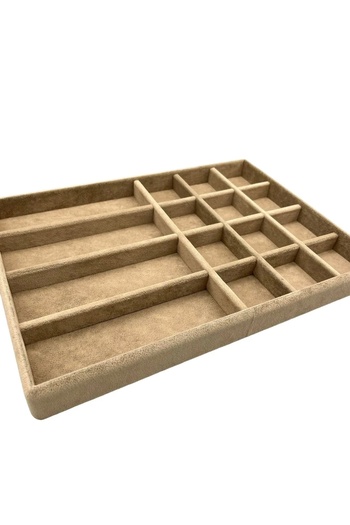 MeGass Dekor Domestic Production Paris Model Suede Fabric Milk Coffee Color Jewelry Display Drawer