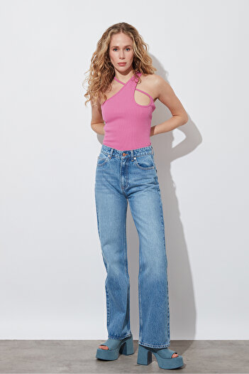 Beyyoglu Crop top cu bretele asimetrice