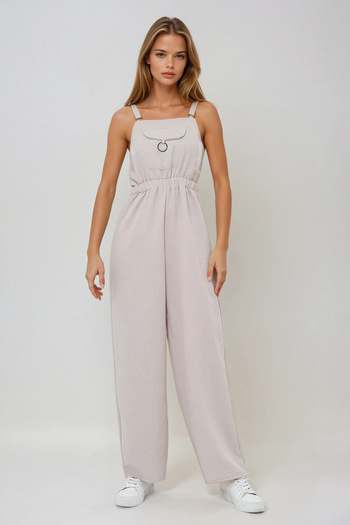VAGGON Women's Stone Front Pocket Strap Ring Detailed Aerobin Salopet Pants Prmx13581
