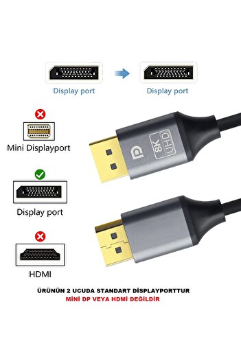 SHOW PRiME Displayport DP Kablo 540 Herze Kadar Destekli 8k Premium