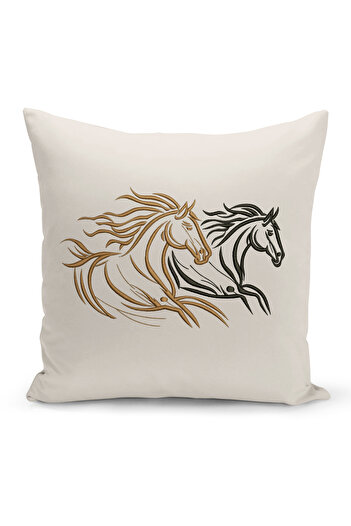 Bertille Home Classic Horse Series Double Sided Digital Printed Throw Pillow Cover (Horse)