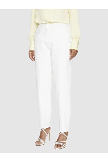 Guess New Andrea Barrel Women's White Trousers W4Ga0Xd5322-Tbab