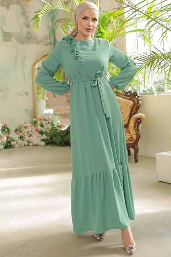 Neva Style Φόρεμα Hijab με Ζώνη Μέντα 659mint