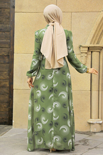 Neva Style Φόρεμα Hijab με σχέδιο Pistachio Green 27945fy