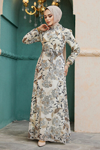 Neva Style Φόρεμα Hijab με λουλουδάτο σχέδιο 27950v