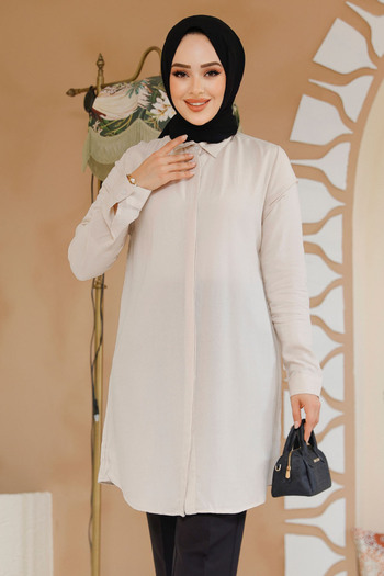 Neva Style Μπεζ Hijab Tunic με Κουμπιά 11715μπεζ