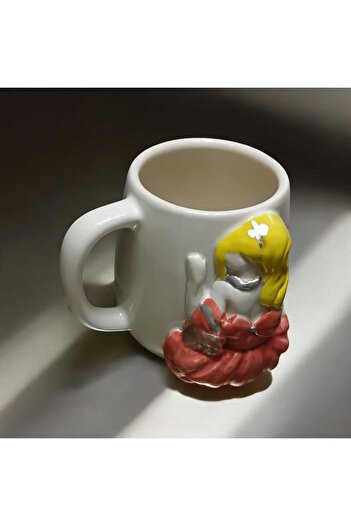 seda seramik Handmade Girl in Pink Dress Mug Cup 400ml