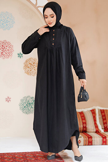 Neva Style Hijab Black Denim Dress - 19121S