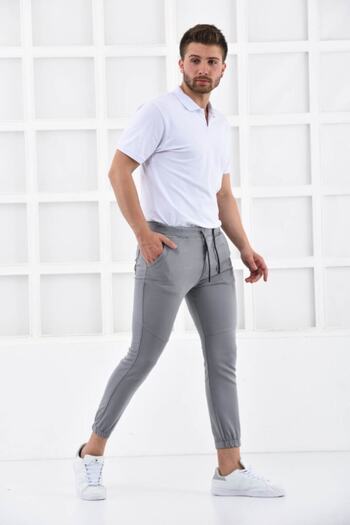 FBI Gray Men's Super Skiny Waist and Leg Elastic Jogger Pants F321574