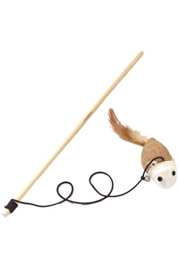 Mixpet 40 cm Mouse Figured Wooden Handle Cat Fishing Rod
