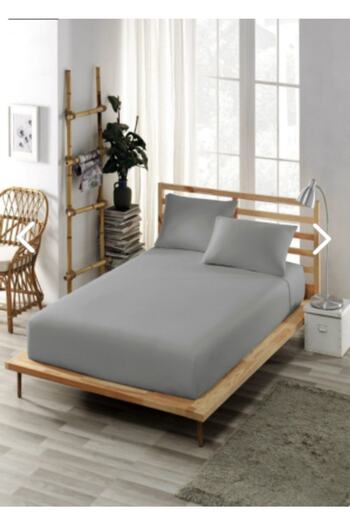 Ecosse Fitted Fitted Sheet Set 100% Cotton Double Gray & 160x200+30 Cm + Pillow Case (2 Pcs.)