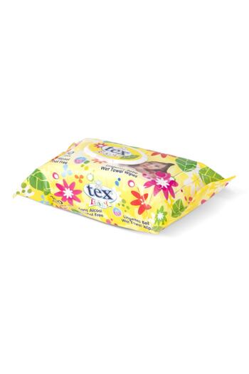 Tex Baby Wet Towels 100 Pieces Yellow