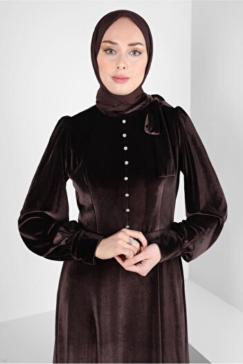 Alvina Velvet Dress with Flounced Skirt - 43437