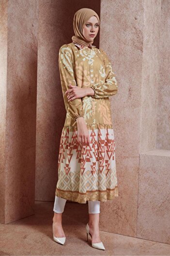 Alvina Linen Textured Patterned Tunic - 44771