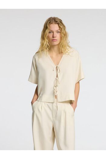 Selected Femme Top mit V-Ausschnitt Vorn gebundene