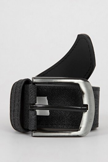DeFacto Men's Jean Belt - Rectangular Buckle, Faux Leather, D4555AXNS