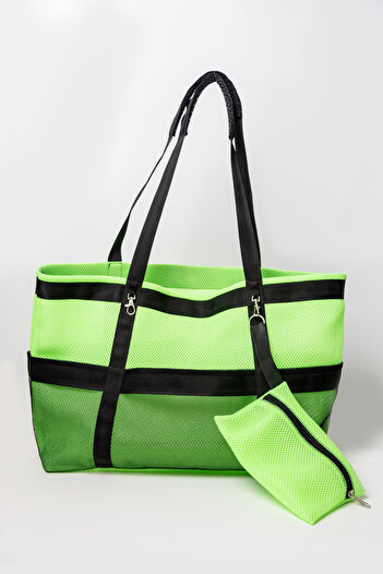 My Party Store Beach Bag Large Size 55 X 40 cm Double Layer Quality 6 Pocket Mesh Handbag with Gift