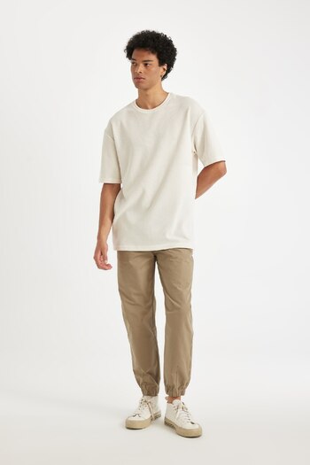 DeFacto Βαρύ μπλουζάκι με κοντό μανίκι Crew Neck Comfort Fit - B4444ax24au