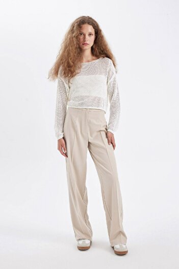 DeFacto Standart Boy Kumaş Palazzo Pantolon Wide Leg Geniş Bol Paça Basic Düz Yüksek Bel C6402ax24au