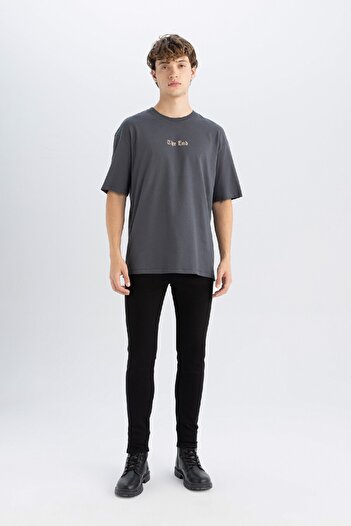 DeFacto Jacgues Linard Boxy Fit Crew Neck Back Printed Cotton Short Sleeve T-Shirt 3162521