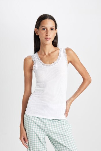 DeFacto Round Neck Lace Detailed Ribbed Athlete-Fall in Love A9755Ax24Au