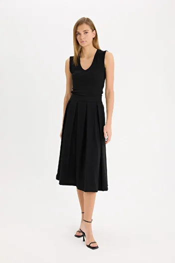 DeFacto High Waist Pleated Maxi Skirt - Dfc