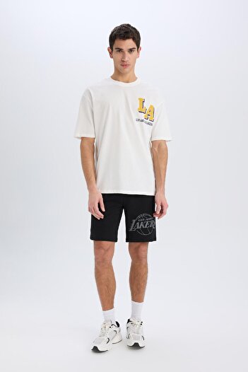DeFacto Defactofit Nba Los Angeles Lakers - Oversize Crew Neck Short Sleeve T-Shirt B3894Ax25Sp