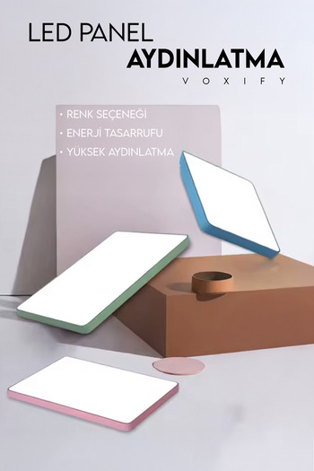 Voxify Büyük Boy Kare Mavi 18w Tavan Led Aydınlatma Armatür Salon Avize Aydınlatma Metal Kasa Beyaz Işık