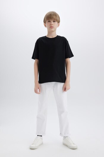 DeFacto Boy's Crew Neck Basic Plain Short Sleeve T-Shirt K1687A625Sm