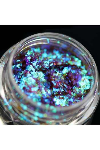 Kajol Beauty Pigment Flakes Pk123(TURQUOISE BLUE-GREEN-PURPLE) For Makeup, <0.25g
