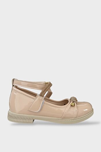 Liger Light Sole Velcro Stone Girls Ballerina Shoes Beige Model