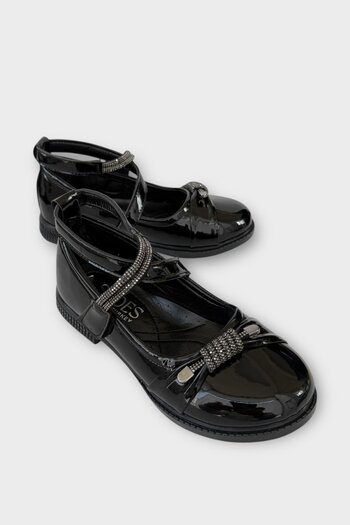 Liger Light Sole Velcro Stone Girls' Ballerina Shoes Black