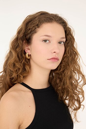 DeFacto Women's 2-Piece Matte Gold Earrings E1333Axns