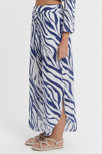 TCT TEKSTİL Women's Trousers - Voile Zebra Patterned Shalwar Trousers - 2130