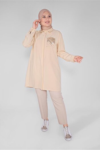 Alvina 20145 Model Sequin Embroidered Buttoned Tunic