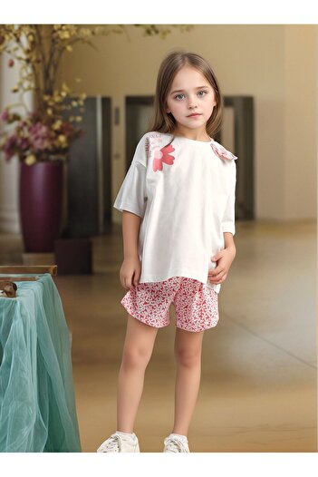 Loule Girls' Clothing 100% Cotton - Short-Sleeved T-Shirt & Shorts Set