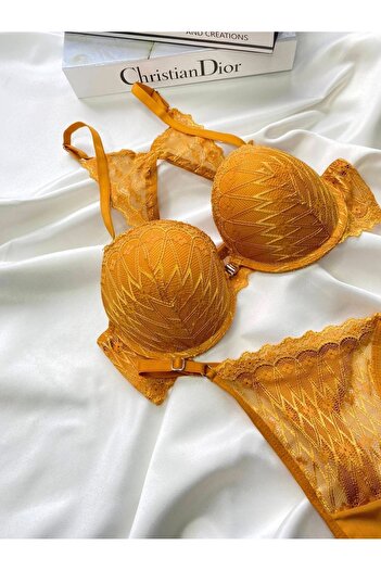 SATTENS Butterfly Detail on the Back Front Opening Clip-On Padded Bra Underwear Set