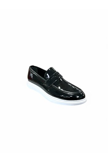 iskarpino Patent Leather Black Faux Leather Laceless Men's Casual Daily Shoes
