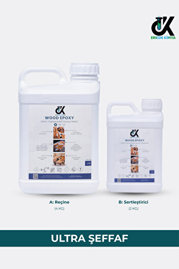ERKON KİMYA Ultra Şeffaf Tek Döküm Epoksi Reçine 6kg SET Döküm Tipi Epoxy Masa Sehpa için KALIN DÖKÜM