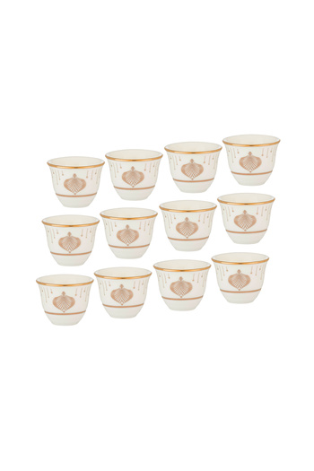 Dania Saudi coffee cup set made of pure white porcelain with a beautiful gold pattern, consisting of 12 pieces