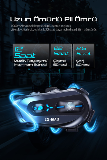 EN SİGA Sınırsız Bağlantılı Mega 600m Bas Konuş Telsiz Intercoom Ipx6 Su Geçirmez Motorcu Kask Kulaklık