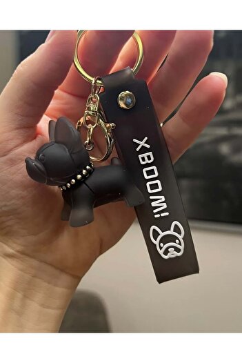 panda hediyelik French Bulldog Black Keychain