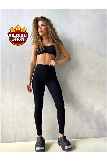 polle Jet Black Skinny Jeans - Τζιν, με ζώνη (δεν περιλαμβάνεται)