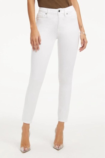 soBasic Narrow paca jean lycra white high waist denim pants(no interior show)