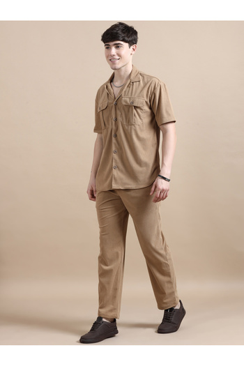 Bushirt By Styli Corduroy Pocket Detail Shirt and Pants Co-Ords