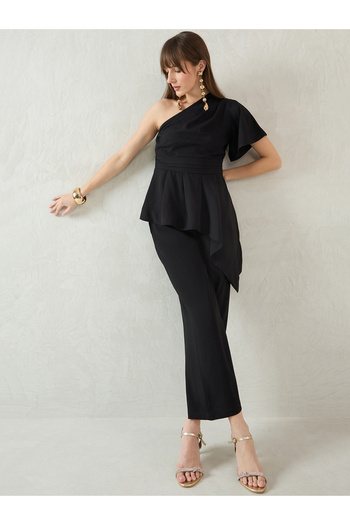 Femmella By Styli One Shoulder Asymmetric Hem Top and Pants Co-Ords