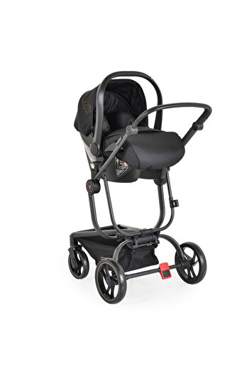 OEM Scaun Auto Bebe tip scoica, Cangaroo Ellada Negru, centura de siguranta in 3 puncte, Varsta 0 luni+